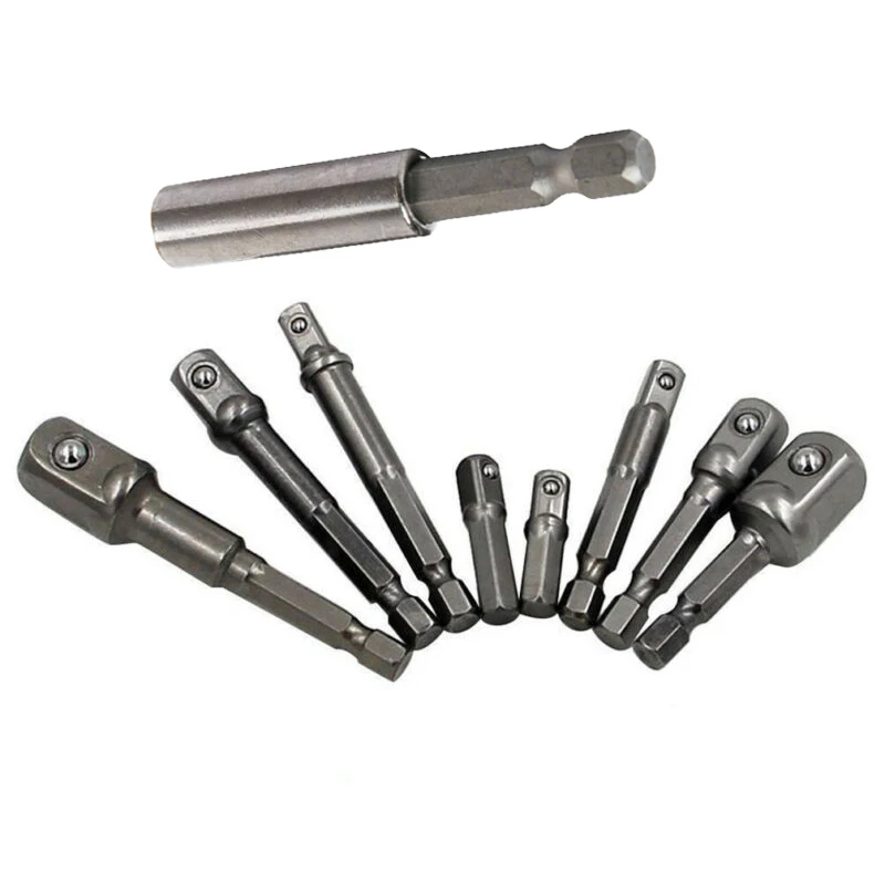 

9pcs Chrome Vanadium Steel Adapter Shanks Quick Connect Hex Socket Extension Drill Bits Woodworking Power Drilling Tools