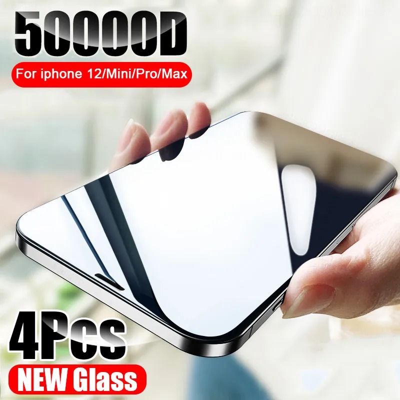 4PCS Full Cover Tempered Glass For iPhone 12 Pro 12 Mini Screen Protector For iPhone 12 11 Pro Max X XR XS Max Protective Glass afbeelding