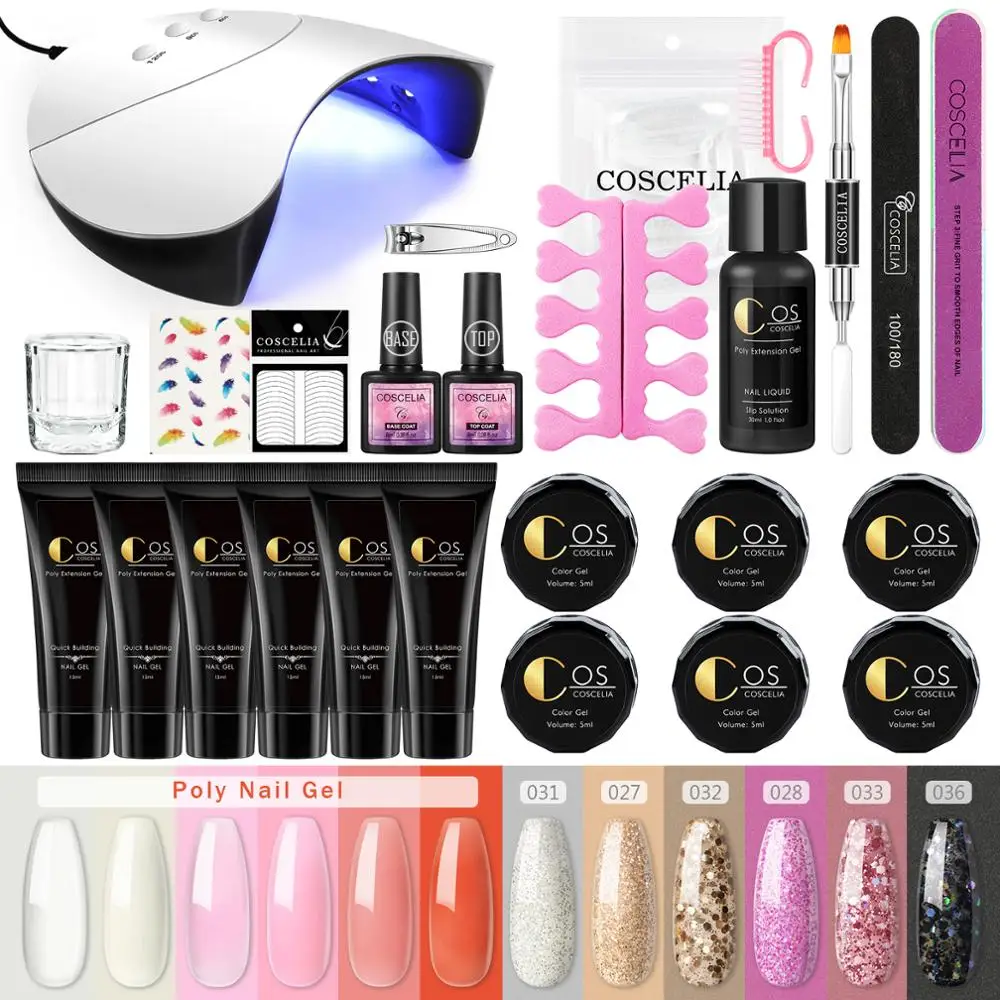 COSCELIA Nail Gel Kit Set 36w UV LED Lamp Full Manicure For Extension Quick Building Art Design Tools | Красота и здоровье