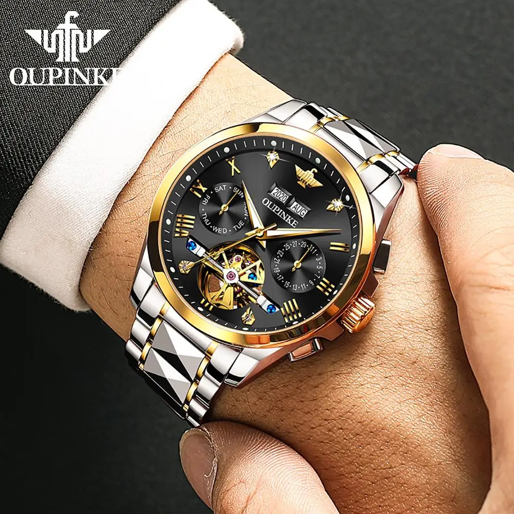 OUPINKE механические часы Для мужчин s 2020 Роскошные Tourbillon автоматические от топ