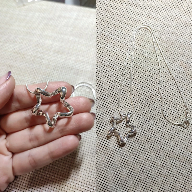 CJie-collar con colgante de estrella de mar de Plata de Ley 925, cadena de serpiente de 16-30 pulgadas para mujer, joyería de compromiso de boda
