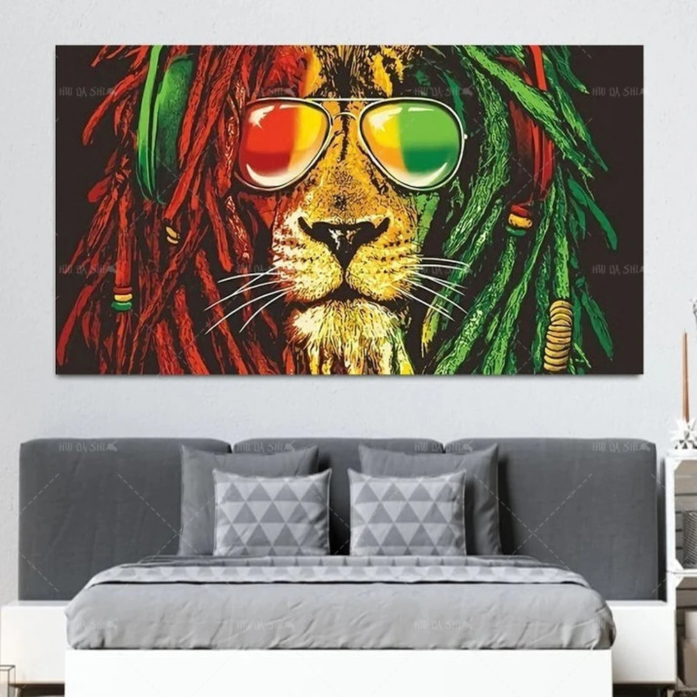 

Home Decor Abstract 1 Piece Lion Wall Art Psychedelic Weed Wall Art Canvas Painting Aesthetic Art Poster HD Print Wall Picture