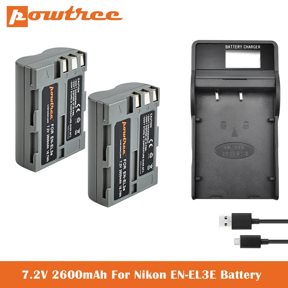 7.2V 2600mAh EN EL3E Battery & Charger For Nikon D50, D70, D70s, D80