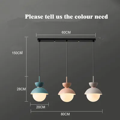 Креативная Подвесная лампа в скандинавском стиле для спальни, цветная лампа для ресторана, столовой, детской комнаты, Подвесная лампа для кафе, бара, магазина, осветительная арматура - Цвет корпуса: 3 Head