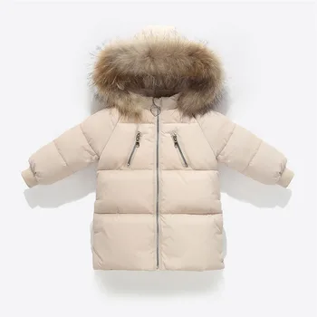 

Bealaholly New Children's Coats Winter Medium Long Children's Big Fur Collar Parkas Jacket Boys and Girls Baby Thick Coat