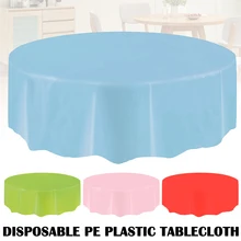 Plastic Circular Table Cloth Cover Disposable Party Home Wipe Clean Tablecloth HKS99