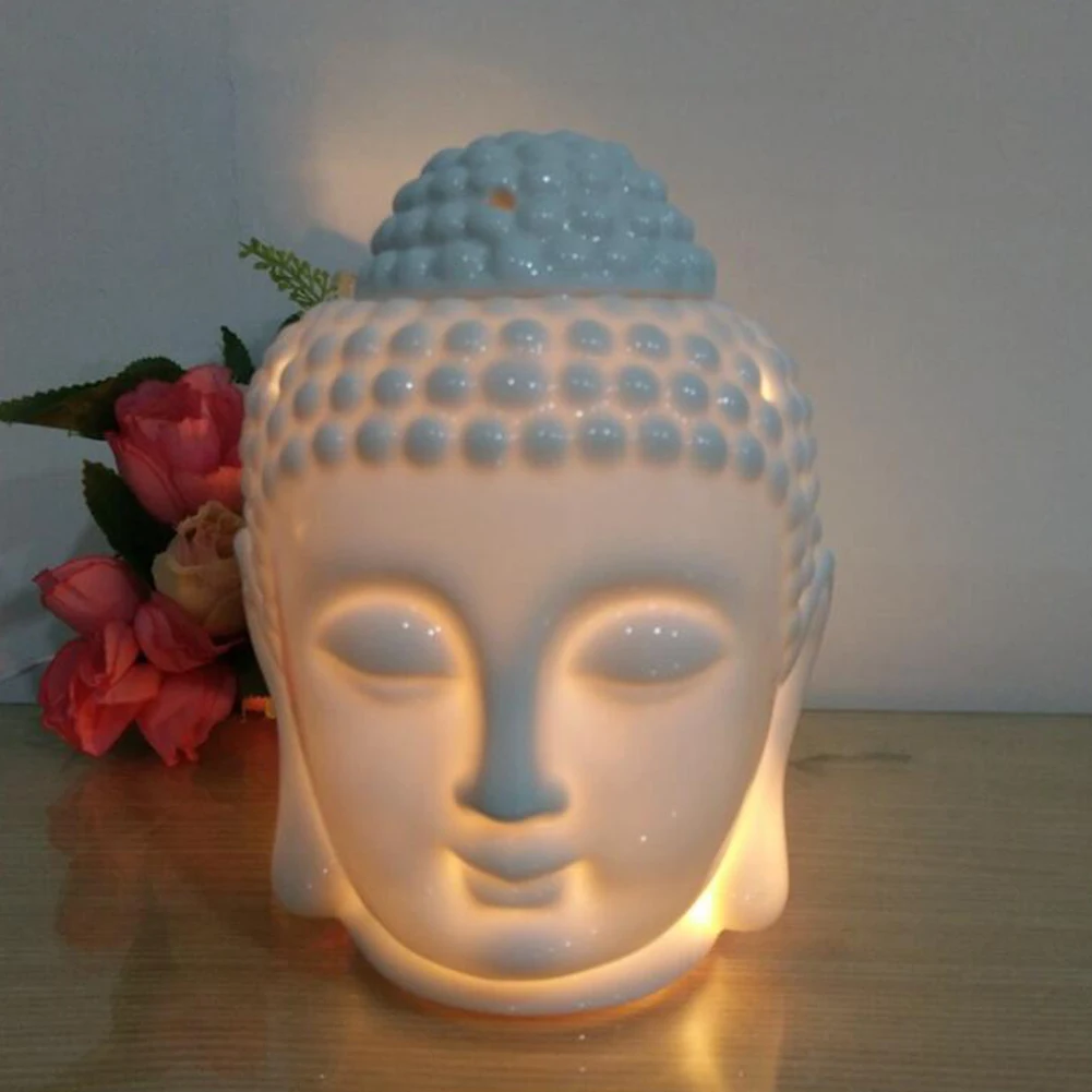 Керамическая статуя Подсвечник голова Будды эфирное масло горелка полупрозрачный ароматерапия диффузоры орнамент для йоги спа