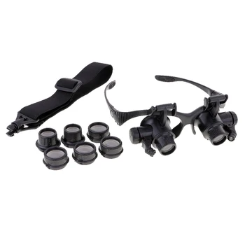 

10-25X MAGNIFIER DOUBLE LENS EYE GLASSES LED LOUPE JEWELER WATCH REPAIR KIT