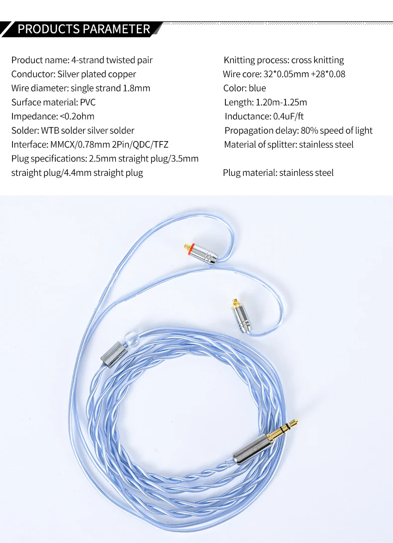 Cabo de substituição para fones de ouvido,