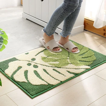 

Leaf Plant Jacquard Printed Doormat Absorbent Floor Mat Door Carpet Kitchen Carpet Bathroom Tapete Non-slip Mat Bedroom