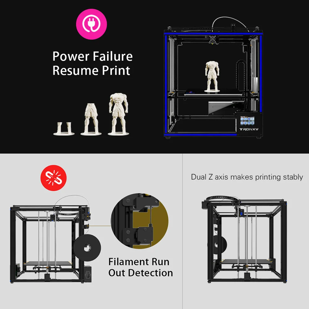 Набор 3D принтеров Tronxy X5SA 400 DIY с двойной осью Z большой размер печати 400*400*400 мм