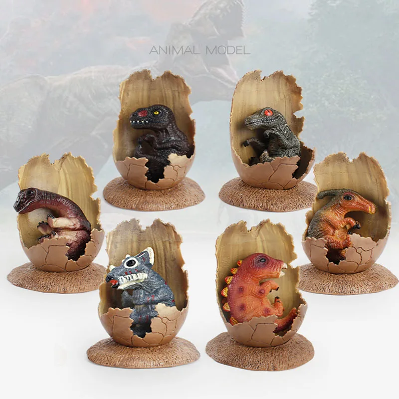 

Simulation raptor dinosaur egg half-hatched dinosaur cub with base hand-made model decoration
