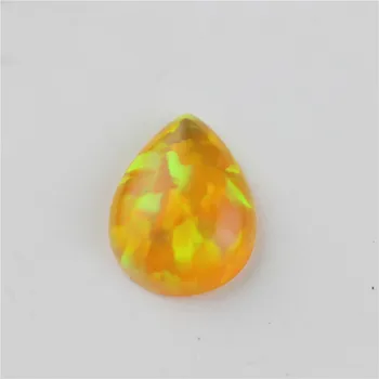 

New Yellow opal stone beads gemstones pear shape drop flat base cabochon created gemstone for jewelry making DIY precious stones