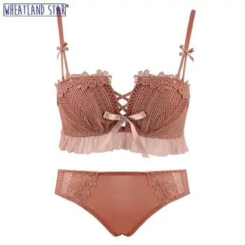 

Lingerie Feminina Sexy Hot Wireless Push Up Bra Underwear Sets Lace Sexy Bra and Panty Sets Three Hook-and-eye Women's Intimates