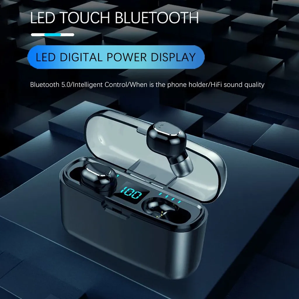 

50# Bluetooth Earphones Mini TWS 5.0 Wireless Earbuds Earphone With Charging box Sports Headset With Power LED Display Headset