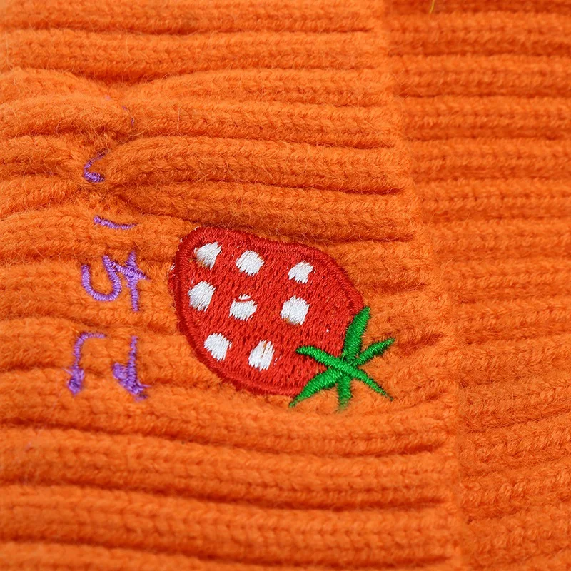 Girls Boys Baby Fruit Design Hats Knitted Wool Hemming Caps Winter Newborn Cute Warm Kids Cloths