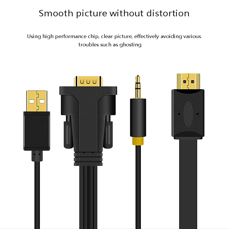 VEGGIEG VGA в HDMI мужской кабель преобразования с аудио с адаптером питания Кабель VGA в HDMI кабель