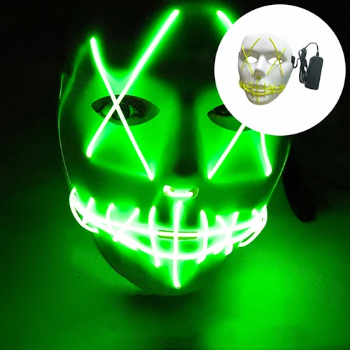 1 Маска для Хэллоуина светодиодный светящийся Смешные Маски The Purge eyear Great Festival cosplay Костюмные принадлежности Вечерние Маски - Цвет: 1
