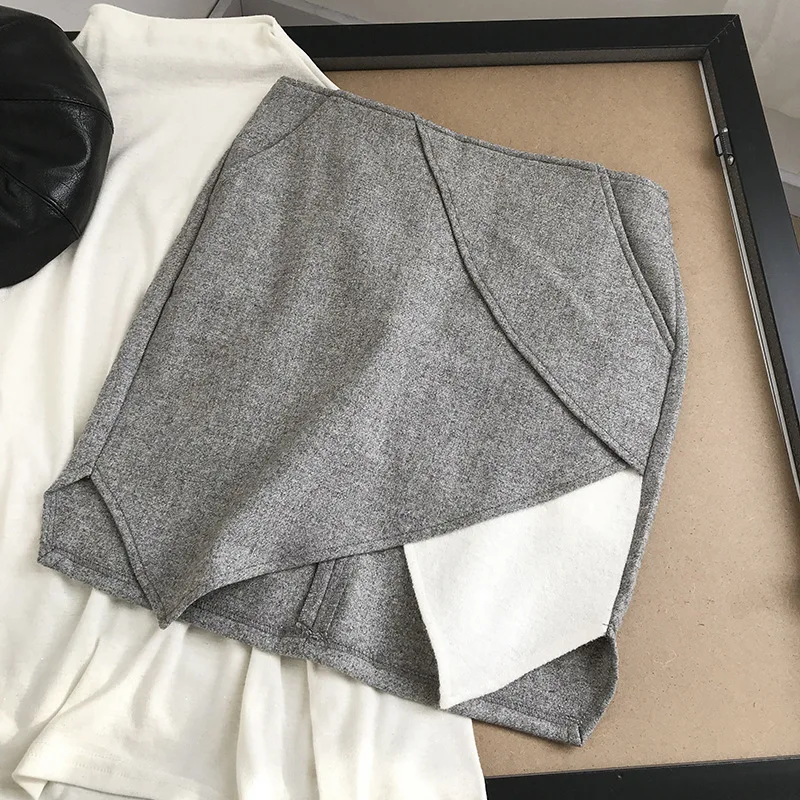 

2020ins Solid Color Irregular Skirt Fashion Korean Version of the Package Hip Short Skirt-Style New Style Casual 1.23