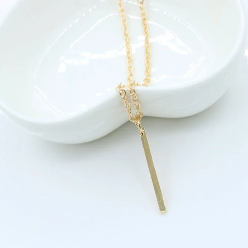 Long Bar Necklace Women Personalized Gold Layering Jewelry Chain Stick Pendant Collier Femme Fashion Choker Necklaces |