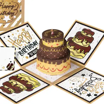 

Partykindom Birthday Creative Surprise Paper Cake Explosion Box 3D Wish Card Gift Box Pop Up Greeting Card Papercraft