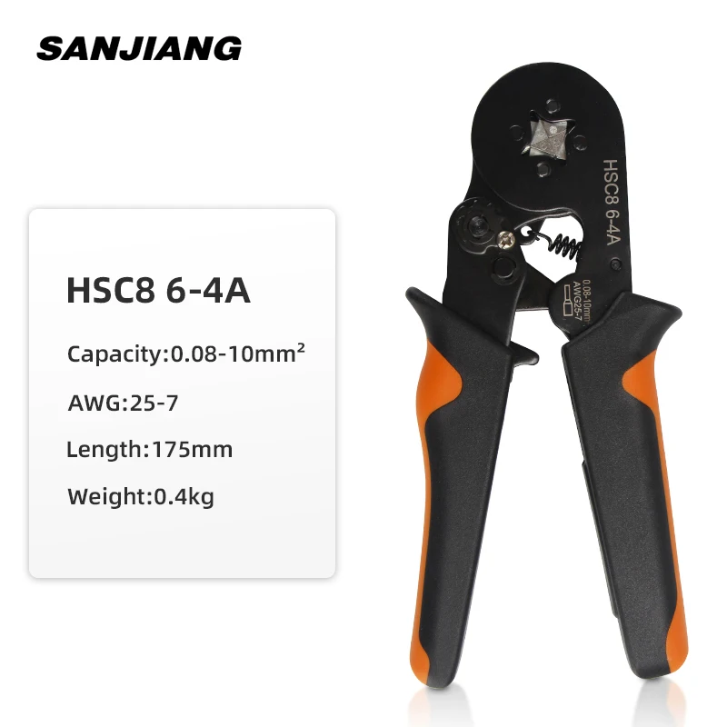 HSC8 6-4 0.08-10mm² tubular crimping plier 1640pcs terminal crimper tool kit mini electrical plier precision clamp Wire stripper