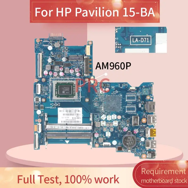 854958-601 854958-501 For HP Pavilion 15-BA AM960M Notebook Mainboard LA-D713P A10-960P DDR4 Laptop Motherboard | Компьютеры и офис