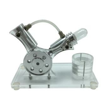 

V Type Stirling Engine Motor Model Electricity Power Generator Educational Toys DIY Model Toy Gift Craft Ornament