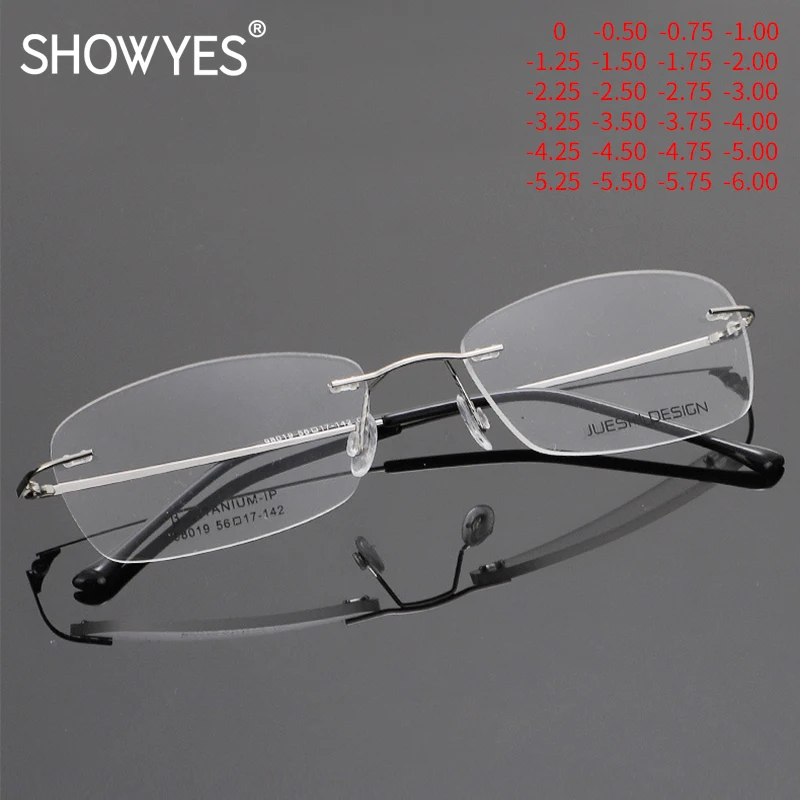 Minimalist Style Men's Myopia Glasses Rimlesss Custom Cylinder Man Prescription Eyeglasses High