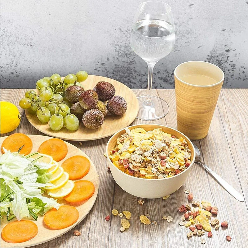 

Top-Bamboo Fiber Cutlery Set Degradable Material Bamboo Children's Cutlery Set Can Be Washed in the Dishwasher