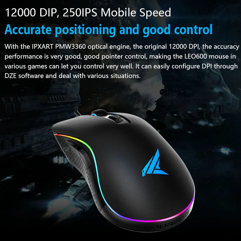  Original Durgod l Wired Gaming Mouse 12000DIP LED Lighting Ergonomic Optical RGB Professional mouse