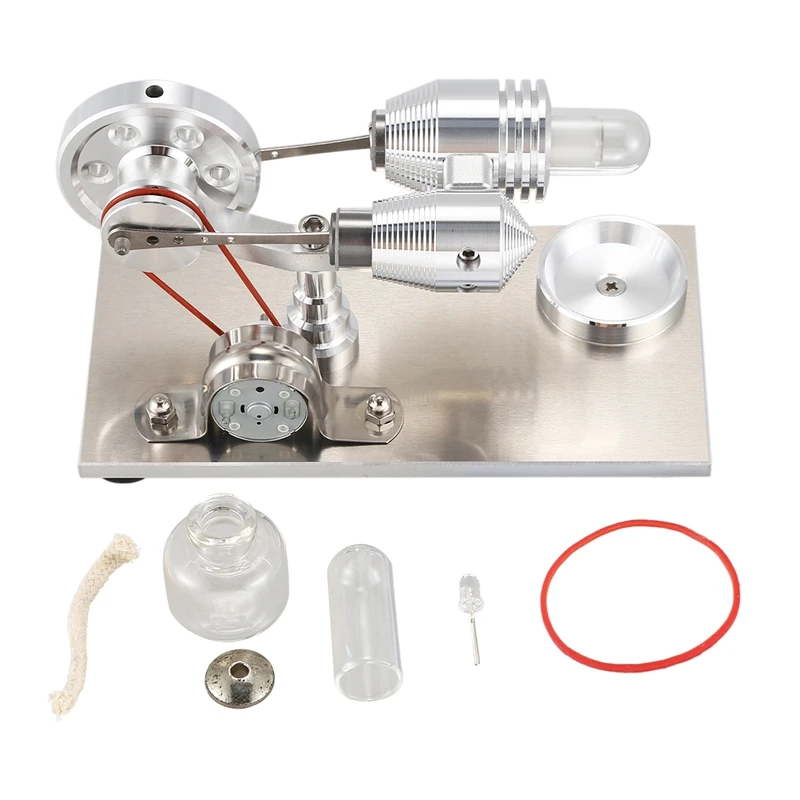 

Mini Hot Air Stirling Motor Power Electricity Generator Led Alpha Engine Model Educational Physics Experiment Kit