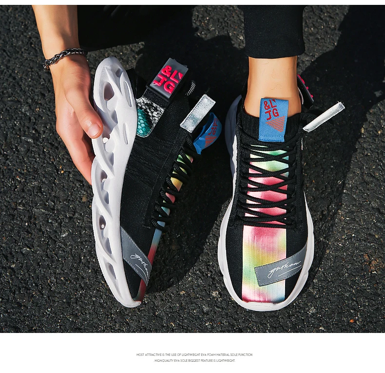 New Men Running Shoes Trend Couple Sneakers Lightweight Comfortable Cushioning Sport Shoes High Elastic Non-slip Wear Shoes35-46