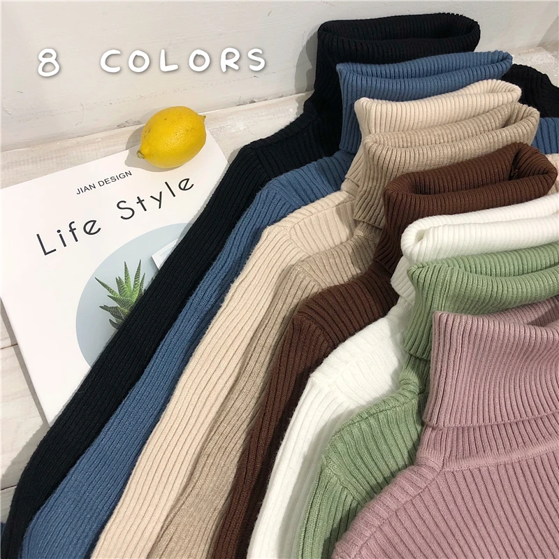 

Turtleneck Sweater Women Autumn Long Sleeve Basic Pullovers Casual Warm Winter Sweater 2019 Ladies Knitted Jumpers Pull Femme