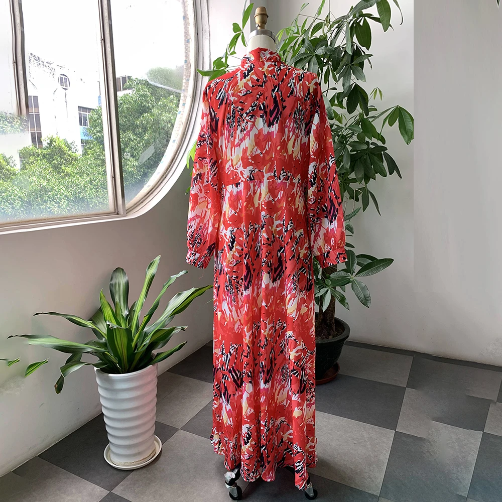 Летнее платье Макси 2021 женское Повседневное размера плюс XL 5XL красный цветочный