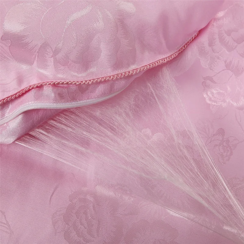 Шелк одеяло/одеяло для лета и зимы Король Королева двойной размер ручной работы постельные принадлежности Белый/Розовый цвет
