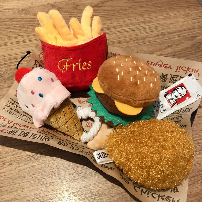 Игрушки для щенков Творческий Hambuger игрушка для домашних животных котенок Домашних Животных Жевать Игрушка собачьи мягкие игрушки для собаки кошки домашние животные принадлежности товары для домашних животных-Йорке