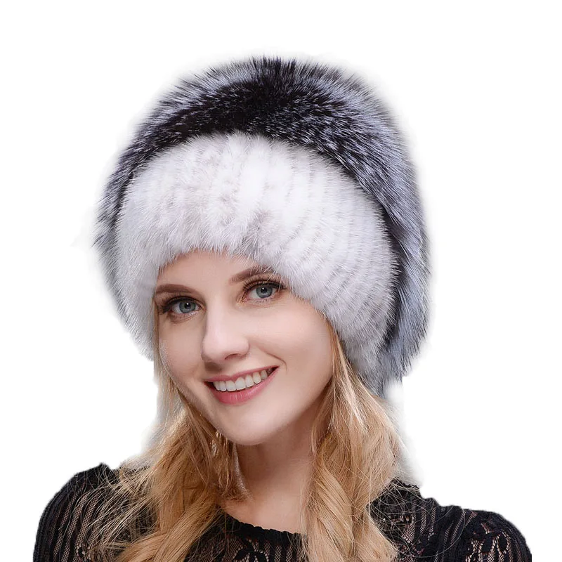 Women New Winter Fur Cap Hooded Head Genuine Mink Fur Hat and Silver Fox Fur Floral Design Hat High Quality Fur Fashion Hat 6