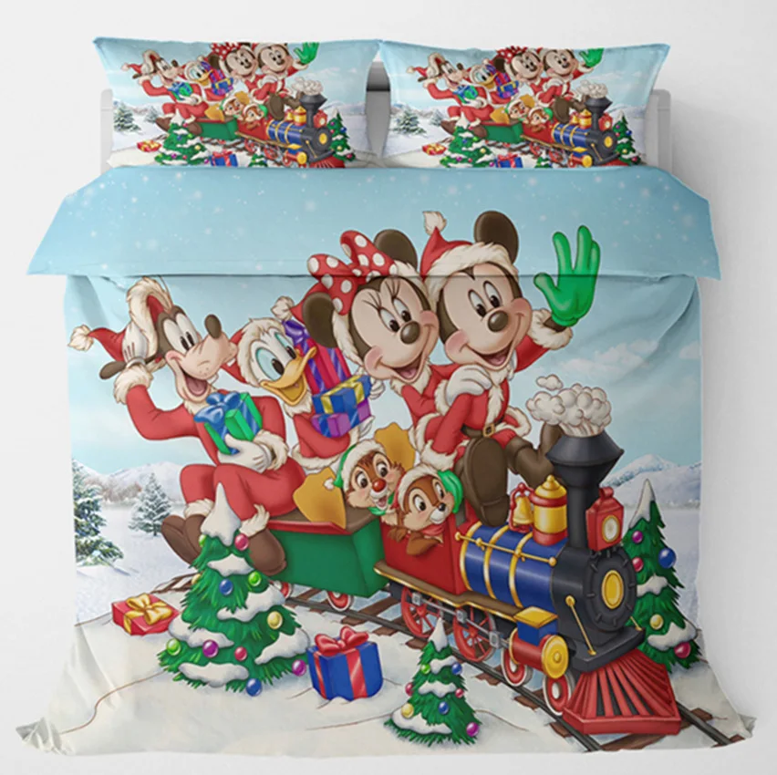 

Disney Christmas Mickey Minnie Mouse Bedding Sets Boy Girl Adult Twin Full Queen King Bedroom Decoration Duvet Cover Set