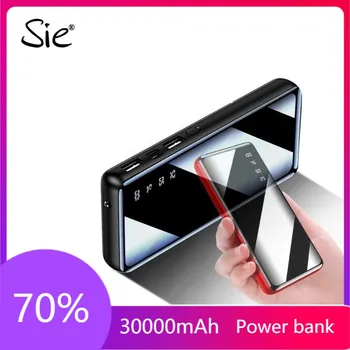

30000 MAh Power Bank Portable Large Capacity Full Mirror LCD Digital Display LED Lighting Outdoor Travel Charger Phone Battery