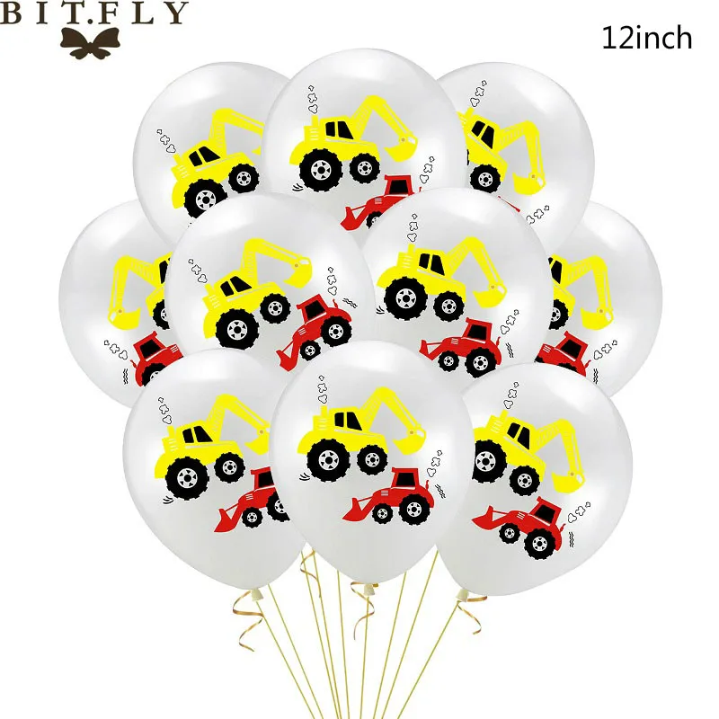 Строительная техника экскаватор латексный воздушный шар Globos баннеры гирлянда для детского душа день рождения фестиваль тема вечерние поставки - Color: 10pcs white balloon