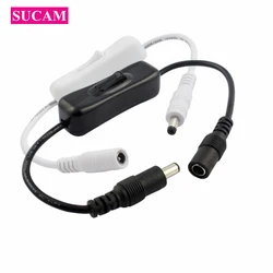 Interrupteur en ligne On/Off avec câble d'alimentation mâle femelle, 5.5x2.1mm, connecteur DC, 5V, 12V, 24V, pour bande lumineuse LED CCTV 