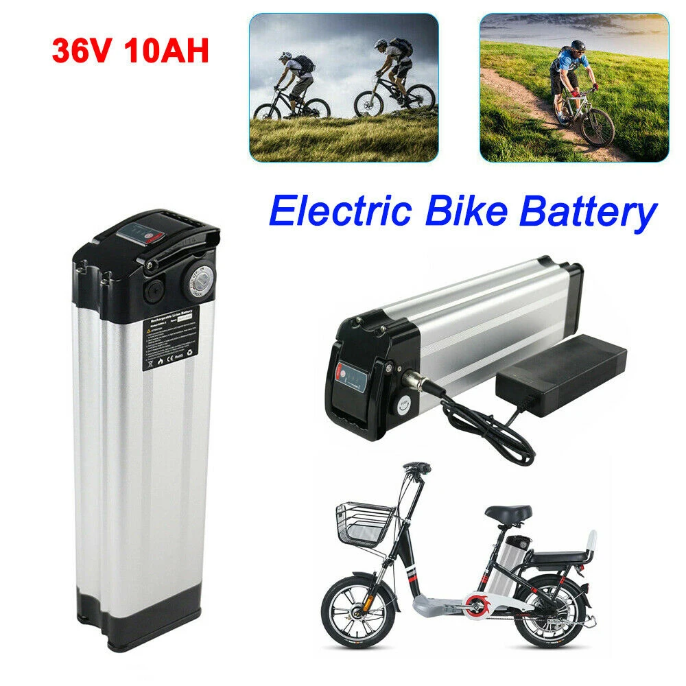 Е-байка 36В 10Ah серебряные рыбы литий-ионный аккумулятор Батарея Downtube Байк, способный преодолевать Броды Батарея для электрического велосипеда, фара для электровелосипеда в е-байка 36В 500W