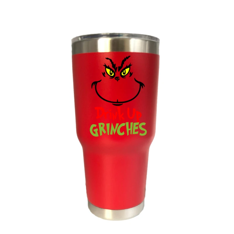 30 oz red Рождественский термос из нержавеющей стали 30 унций, кружка для путешествий и автомобиля, термосы с двойными стенками, Изолированная бутылка для воды, пивная кофейная чашка - Цвет: 30 oz red