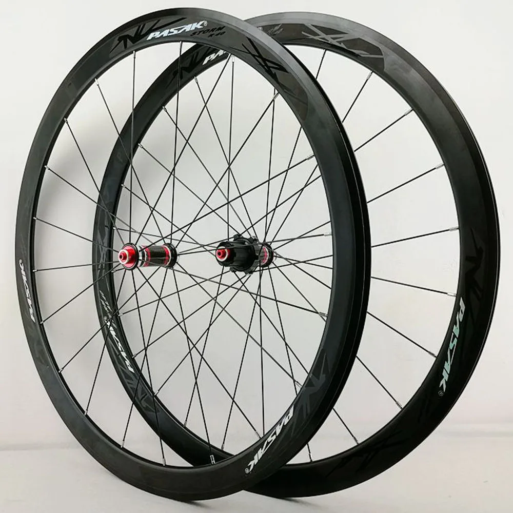 PASAK 700C Wheels Road Bike Wheelset Aluminium Alloy Double Layer Wheel Rim V C Brakes 30mm 40mm Rim 20H Hubs in Carbon Wrapped