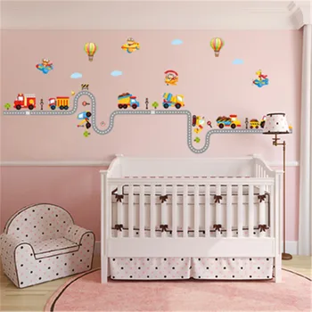 

Cartoon Transport Trucks Wallpaper Child Gift Self-adhesive Waterproof DIY Decal For Boys Room Kindergarten Wall Decor Stickers