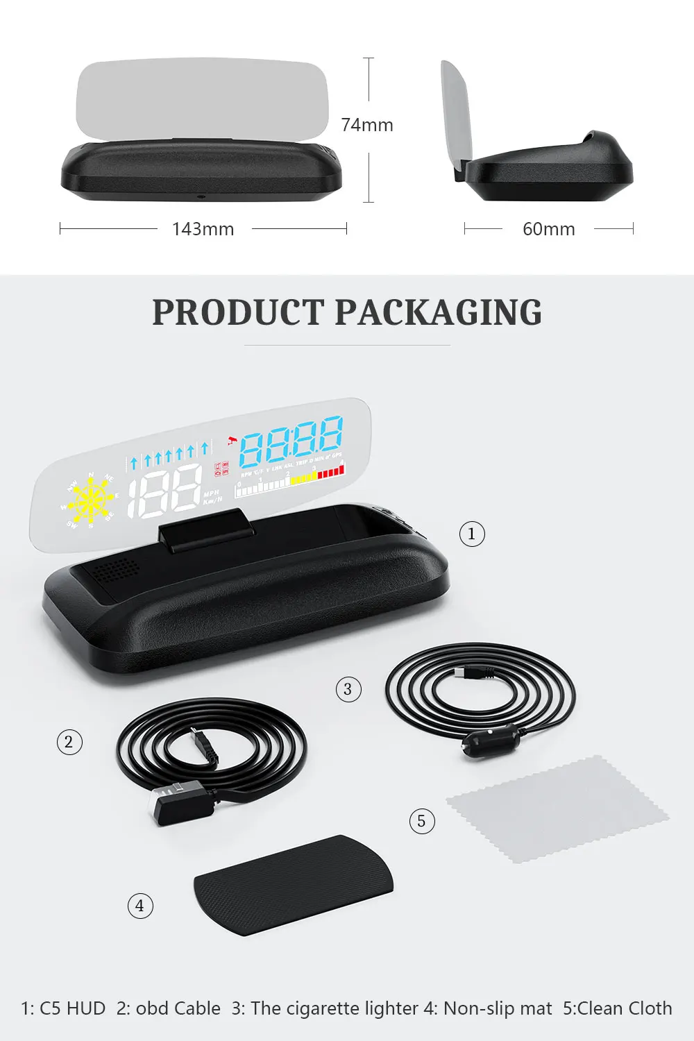 WYOBD-Head Up Display para carro, navegação HUD,