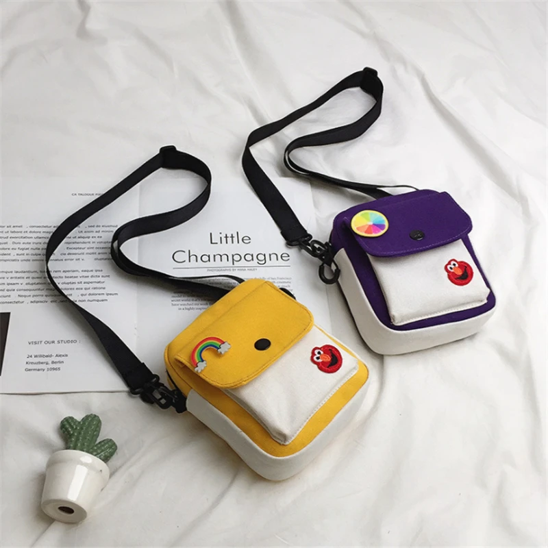 

Women Canvas Handbags Korean Mini Student Bag Cell Phone Bags Simple Small Crossbody Bags Casual Ladies Flap Shoulder Bag