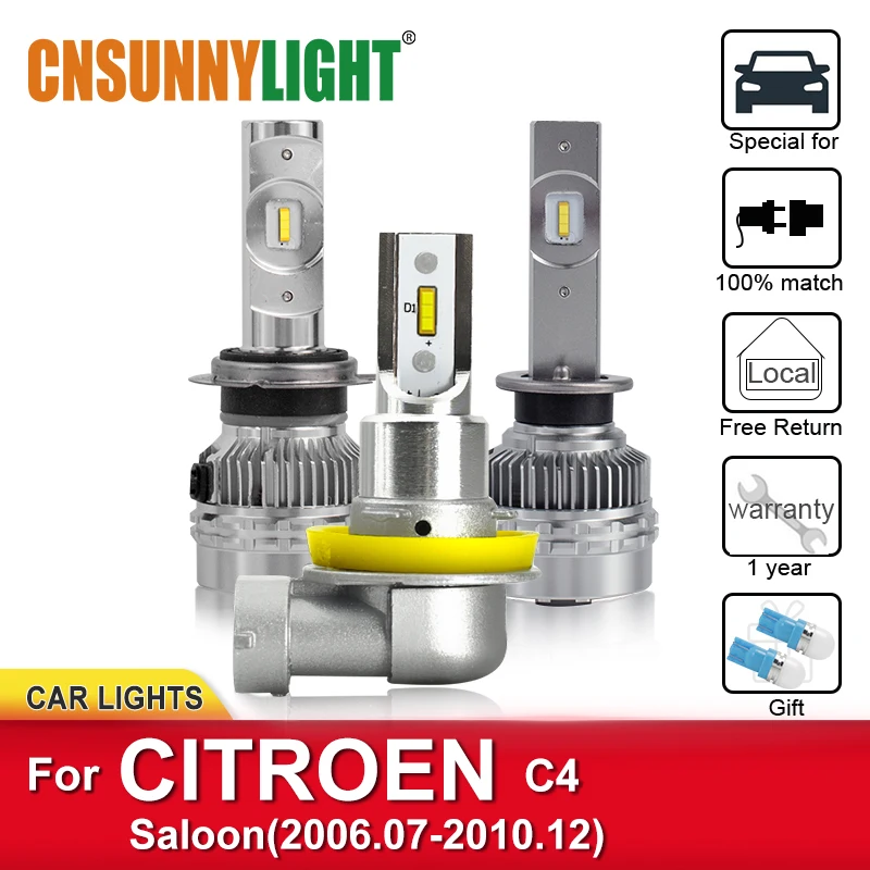 

CNSUNNYLIGHT Automotive LED Headlamp Bulbs For CITROEN C4 Saloon 2006-2010 Foglight Bulbs Headlight Error Free Car Accessories