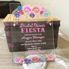 50 шт Новое поступление красочные акриловые свадебные приглашения, лазерная резка на заказ wordings свадебные приглашения карты